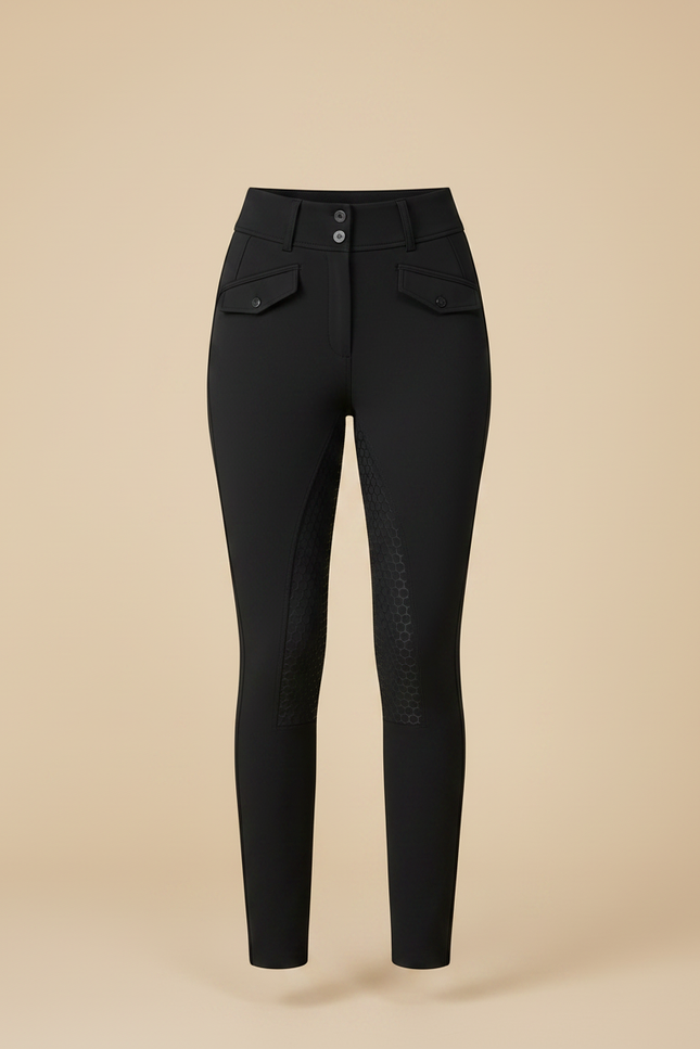 Pantalon Équitation Noir Femme Taille Haute Adhérent - Polyester - vue 3