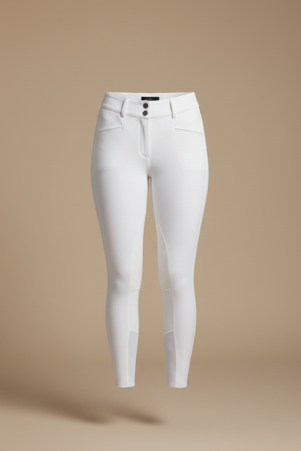 Pantalon Équitation Blanc Femme Ajusté Silicone Grip - Polyester - vue 3