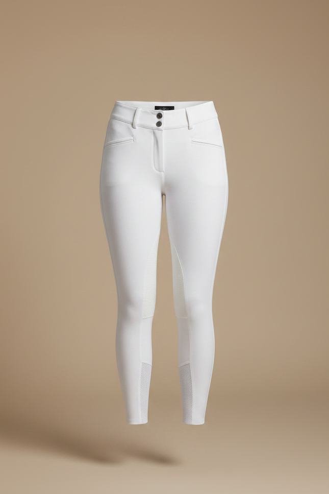 Pantalon Équitation Blanc Femme Ajusté Silicone Grip - Polyester - vue 3