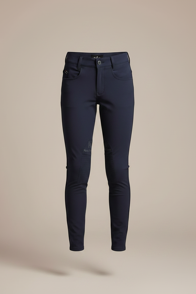 Pantalon Équitation Marine Enfant Silicone Ajusté Confortable - Maille - vue 3
