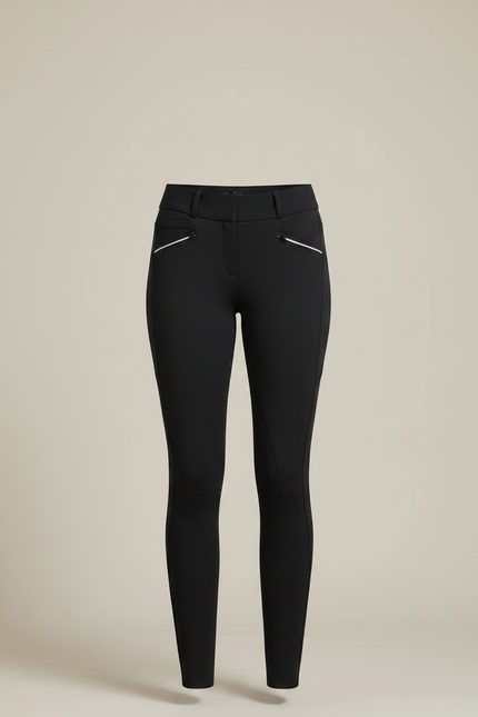 Pantalon Équitation Noir Silicone Ajusté Confortable Femme - Polyester - vue 3