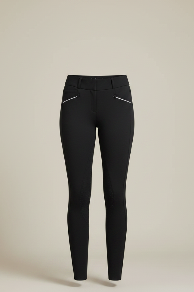 Pantalon Équitation Noir Silicone Ajusté Confortable Femme - Polyester - vue 3
