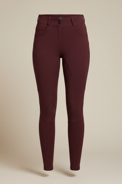 Pantalon Équitation Bordeaux Femme Silicone Adhérent Taille Haute - Polyester - vue 3
