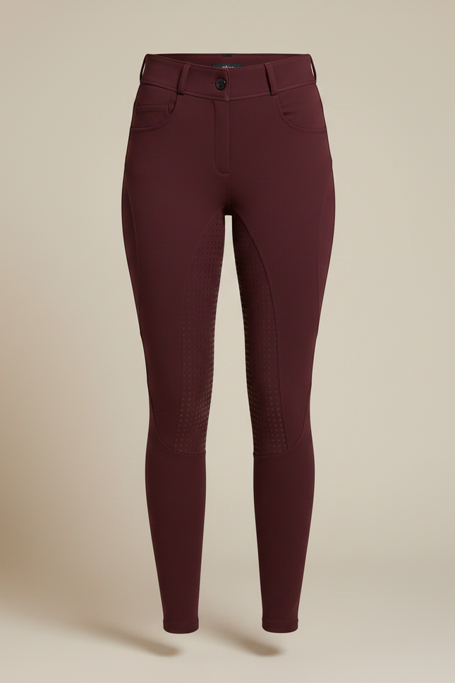 Pantalon Équitation Bordeaux Femme Silicone Adhérent Taille Haute - Polyester - vue 3