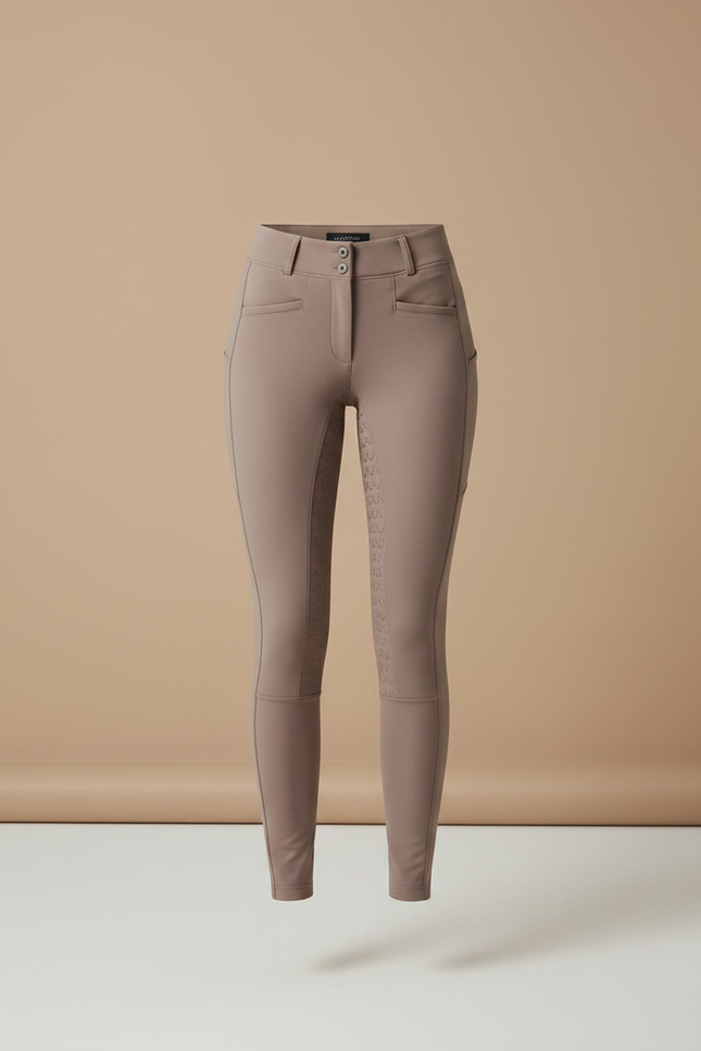 Pantalon Équitation Beige Silicone Ajusté Confortable Femme - Polyester - vue 3