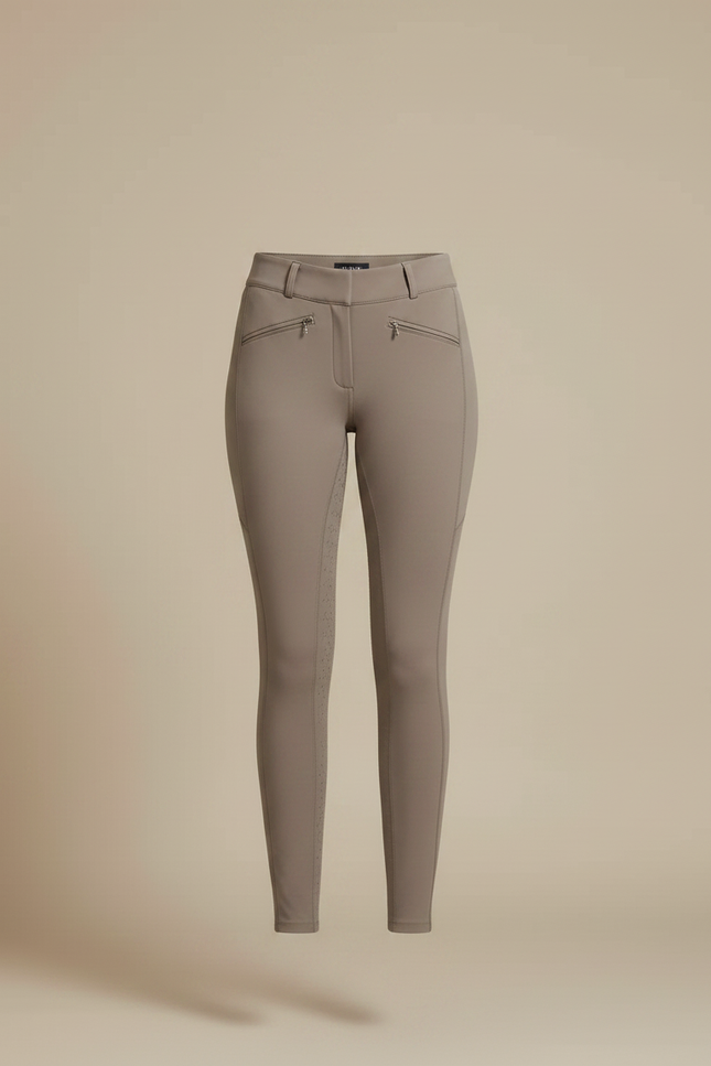 Pantalon Équitation Femme Beige Silicone Ajusté Élégant - Polyester - vue 3