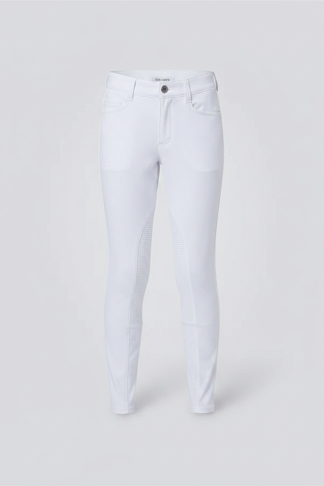 Pantalon Équitation Blanc Enfant Silicone Stretch Ajusté - Polyester - vue 3