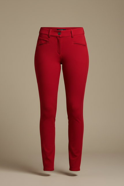 Pantalon Équitation Rouge Femme Ajusté Stretch Élégant - Polyester - vue 3