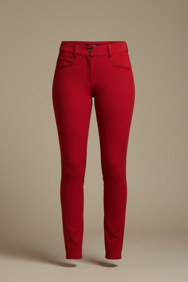 Pantalon Équitation Rouge Femme Ajusté Stretch Élégant - Polyester - vue 3