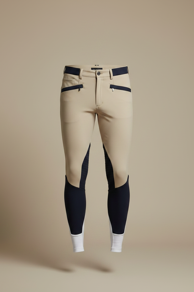 Pantalon Équitation Beige Marine Silicone Stretch Homme - Polyester - vue 3