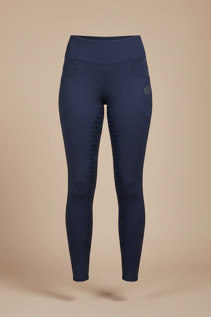 Pantalon Équitation Marine Femme Silicone Poches Latérales - Polyester - vue 3