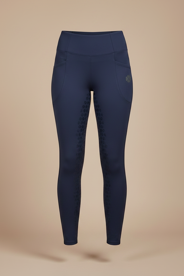Pantalon Équitation Marine Femme Silicone Poches Latérales - Polyester - vue 3