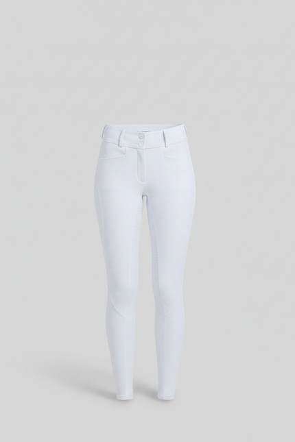 Pantalon Équitation Blanc Femme Silicone Ajusté Confortable Stretch - Polyester - vue 3