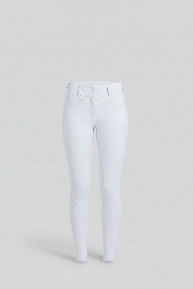 Pantalon Équitation Blanc Femme Silicone Ajusté Confortable Stretch - Polyester - vue 3