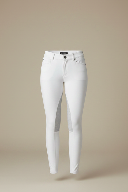 Pantalon Équitation Blanc Femme Silicone Ajusté Confort - Polyester - vue 3