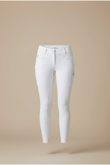 Pantalon Équitation Blanc Silicone Adhérent Poches Femme - Polyester - vue 3