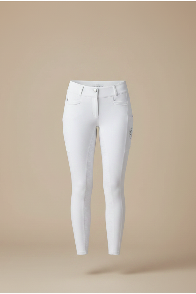 Pantalon Équitation Blanc Silicone Adhérent Poches Femme - Polyester - vue 3
