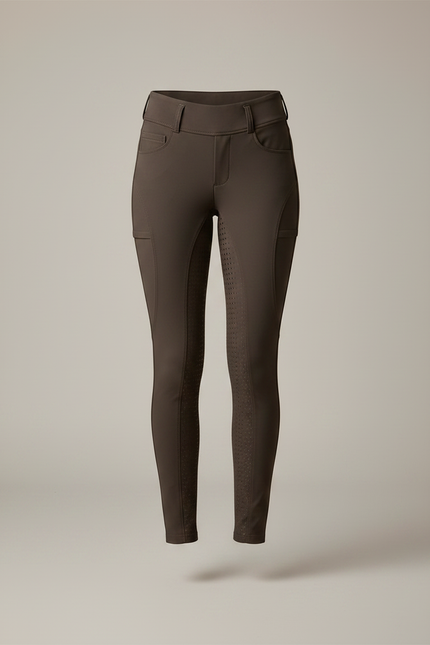 Pantalon Équitation Marron Femme Silicone Ajusté Confortable - Polyester - vue 3