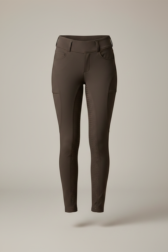 Pantalon Équitation Marron Femme Silicone Ajusté Confortable - Polyester - vue 3