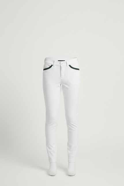 Pantalon Équitation Blanc Garçon Silicone Poches Vertes - Polyester - vue 3
