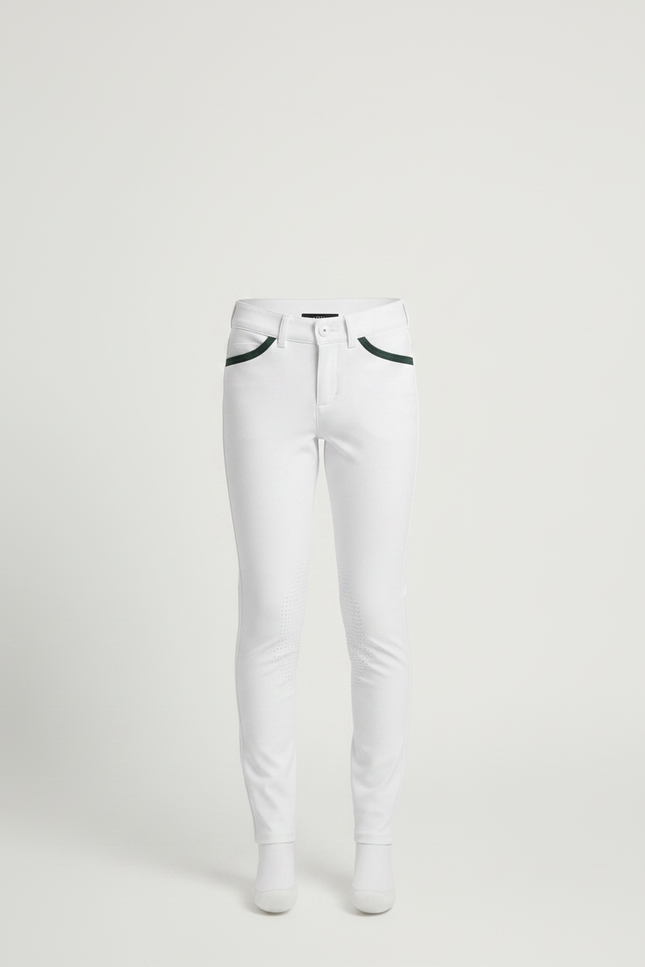 Pantalon Équitation Blanc Garçon Silicone Poches Vertes - Polyester - vue 3