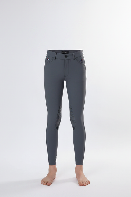 Pantalon Équitation Enfant Gris Silicone Ajusté Confortable - Polyester - vue 3