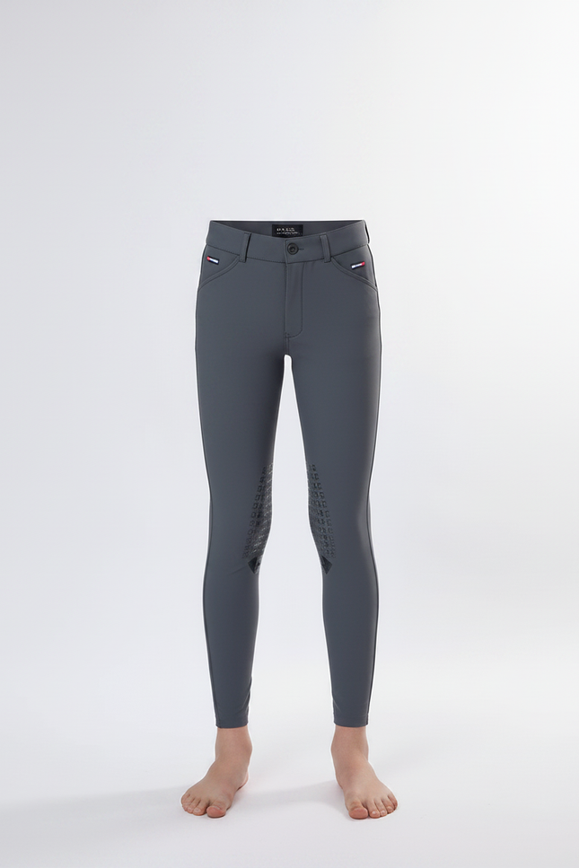 Pantalon Équitation Enfant Gris Silicone Ajusté Confortable - Polyester - vue 3