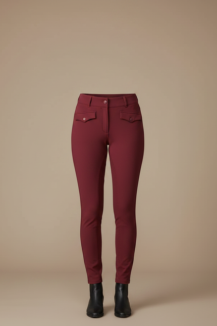 Pantalon Équitation Bordeaux Femme Ajusté Poches Confortable - Polyester - vue 3