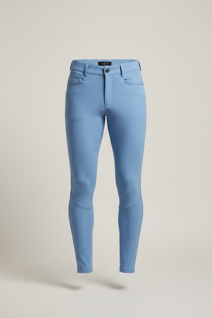 Pantalon Équitation Bleu Ciel Silicone Homme Ajusté Stretch - Polyester - vue 3