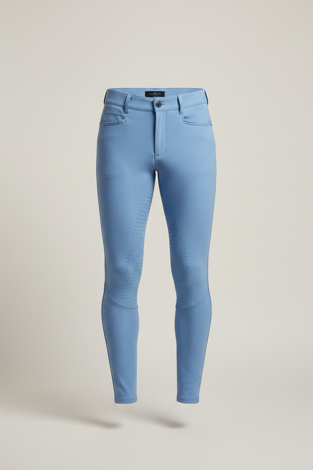 Pantalon Équitation Bleu Ciel Silicone Homme Ajusté Stretch - Polyester - vue 3